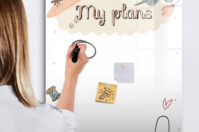 Magnetisch memobord van glas voor aan de muur Mijn plannen