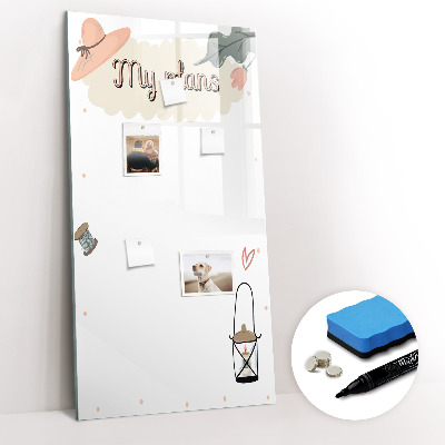 Magnetisch memobord van glas voor aan de muur Mijn plannen