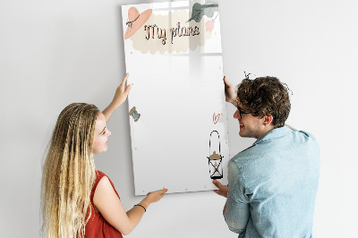 Magnetisch memobord van glas voor aan de muur Mijn plannen