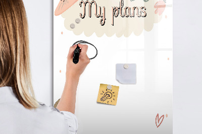 Magnetisch memobord van glas voor aan de muur Mijn plannen