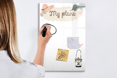 Magnetisch memobord van glas voor aan de muur Mijn plannen
