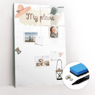 Magnetisch memobord van glas voor aan de muur Mijn plannen