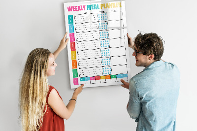 Wandbord van glas magnetisch en uitwisbaar Wekelijkse maaltijdplanner