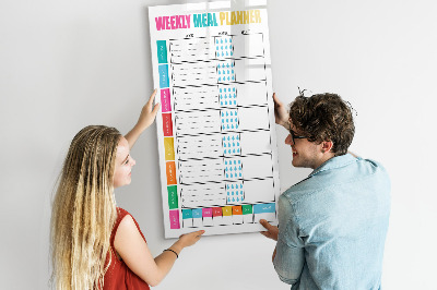 Wandbord van glas magnetisch en uitwisbaar Wekelijkse maaltijdplanner
