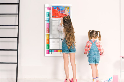 Wandbord van glas magnetisch en uitwisbaar Wekelijkse maaltijdplanner