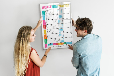 Wandbord van glas magnetisch en uitwisbaar Wekelijkse maaltijdplanner