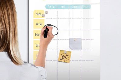 Glazen magneetbord met decoratieve print Wekelijkse maaltijdplanner