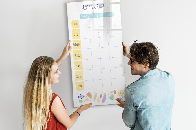 Glazen magneetbord met decoratieve print Wekelijkse maaltijdplanner