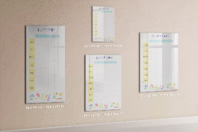 Glazen magneetbord met decoratieve print Wekelijkse maaltijdplanner
