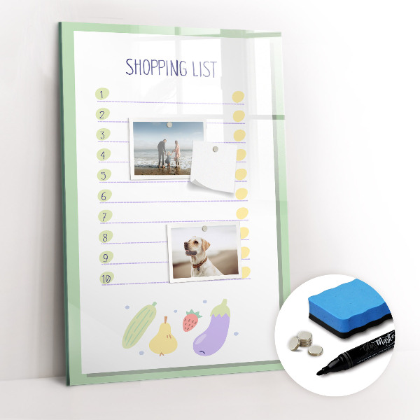 Magnetisch memobord van glas voor aan de muur boodschappenlijstje