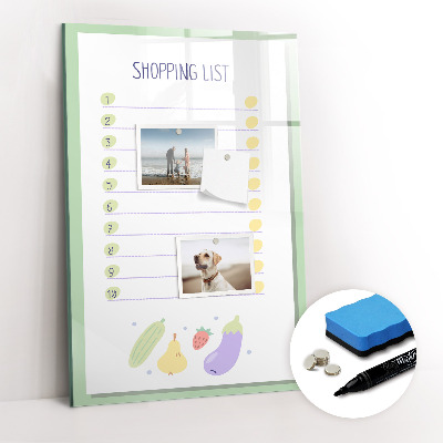 Magnetisch memobord van glas voor aan de muur boodschappenlijstje