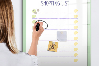 Magnetisch memobord van glas voor aan de muur boodschappenlijstje