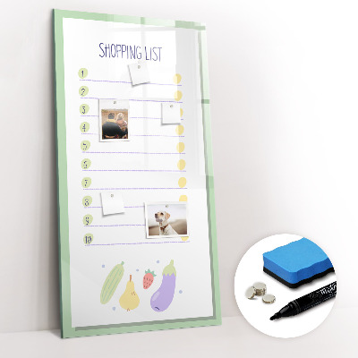 Magnetisch memobord van glas voor aan de muur boodschappenlijstje