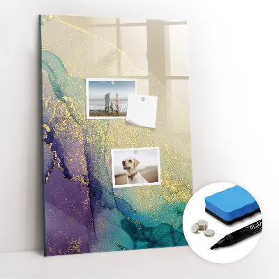 Wandbord van glas magnetisch en uitwisbaar Kleurrijk marmer