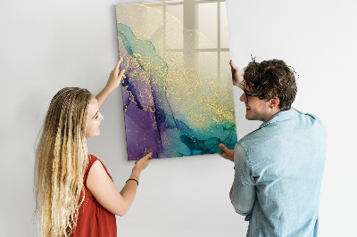 Wandbord van glas magnetisch en uitwisbaar Kleurrijk marmer