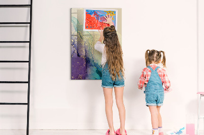 Wandbord van glas magnetisch en uitwisbaar Kleurrijk marmer