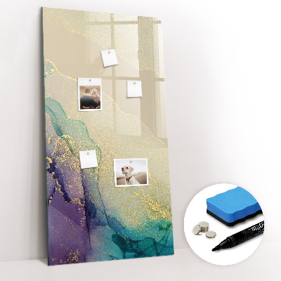 Wandbord van glas magnetisch en uitwisbaar Kleurrijk marmer