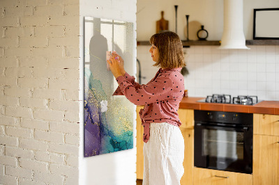 Wandbord van glas magnetisch en uitwisbaar Kleurrijk marmer