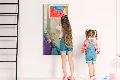 Wandbord van glas magnetisch en uitwisbaar Kleurrijk marmer