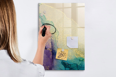 Wandbord van glas magnetisch en uitwisbaar Kleurrijk marmer