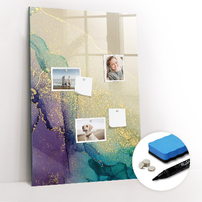 Wandbord van glas magnetisch en uitwisbaar Kleurrijk marmer