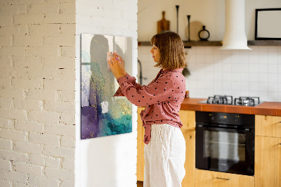 Wandbord van glas magnetisch en uitwisbaar Kleurrijk marmer