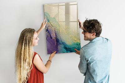 Wandbord van glas magnetisch en uitwisbaar Kleurrijk marmer