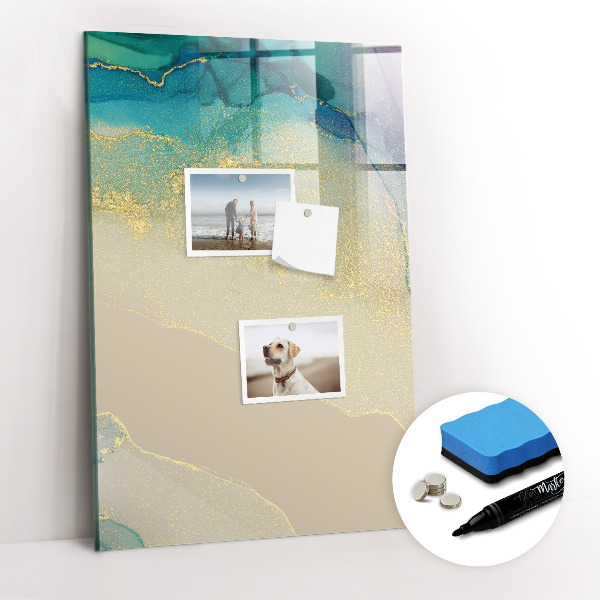 Glazen magneetbord met decoratieve print Kleurrijk marmer