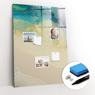 Glazen magneetbord met decoratieve print Kleurrijk marmer
