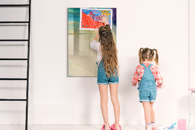 Glazen magneetbord met decoratieve print Kleurrijk marmer