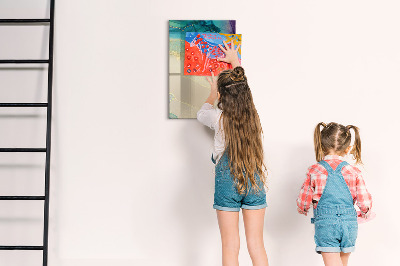 Glazen magneetbord met decoratieve print Kleurrijk marmer