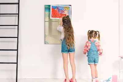 Glazen magneetbord met decoratieve print Kleurrijk marmer