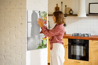 Glazen magneetbord met decoratieve print Groenten op hout