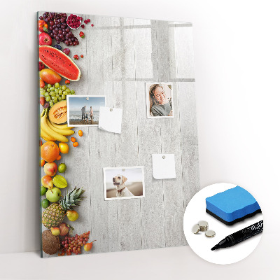 Magnetisch memobord van glas voor aan de muur Groenten op hout