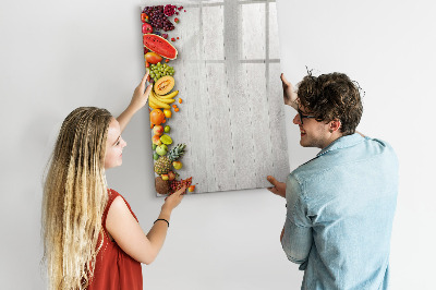 Magnetisch memobord van glas voor aan de muur Groenten op hout