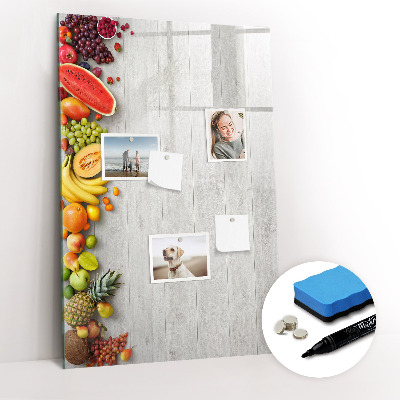 Magnetisch memobord van glas voor aan de muur Groenten op hout