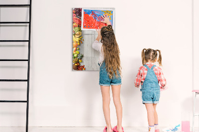 Magnetisch memobord van glas voor aan de muur Groenten op hout