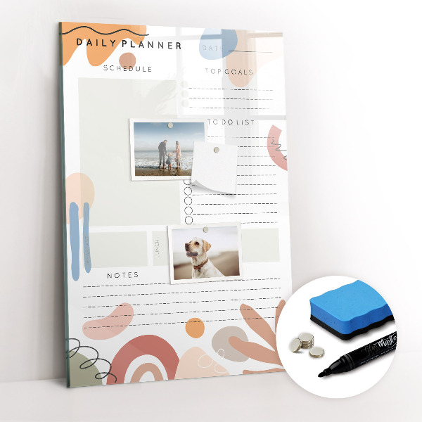 Glazen magneetbord met decoratieve print Dagelijkse planner