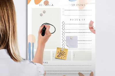 Glazen magneetbord met decoratieve print Dagelijkse planner