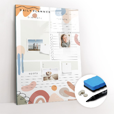 Glazen magneetbord met decoratieve print Dagelijkse planner