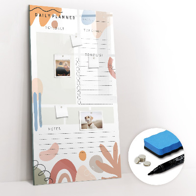 Glazen magneetbord met decoratieve print Dagelijkse planner