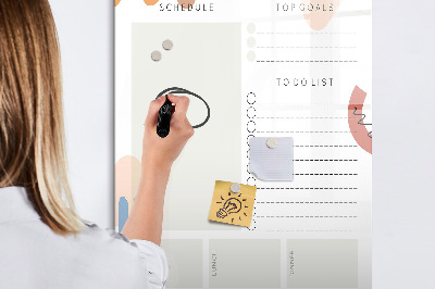 Glazen magneetbord met decoratieve print Dagelijkse planner