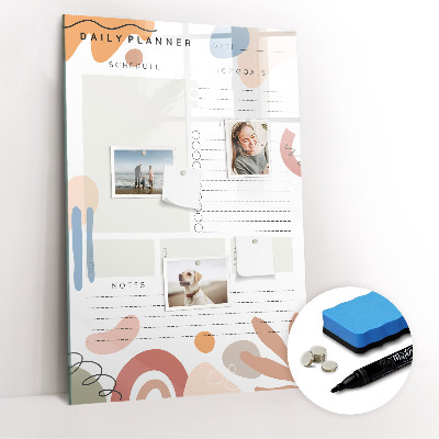 Glazen magneetbord met decoratieve print Dagelijkse planner