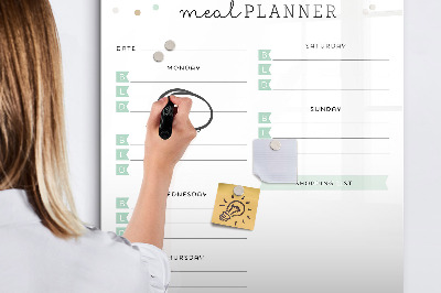 Magnetisch memobord van glas voor aan de muur Maaltijdplan