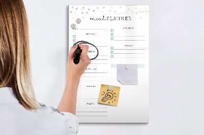 Magnetisch memobord van glas voor aan de muur Maaltijdplan