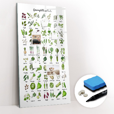 Wandbord van glas magnetisch en uitwisbaar Groene groenten