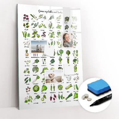 Wandbord van glas magnetisch en uitwisbaar Groene groenten