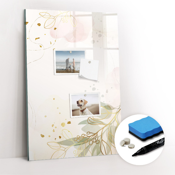 Magnetisch memobord van glas voor aan de muur Gouden groenten abstract