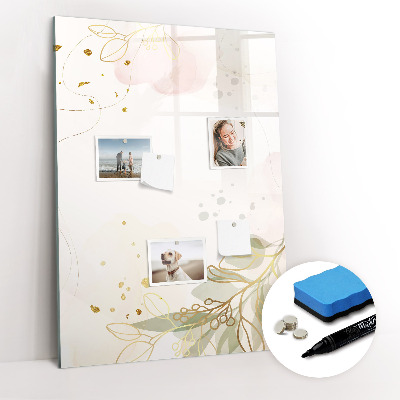 Magnetisch memobord van glas voor aan de muur Gouden groenten abstract