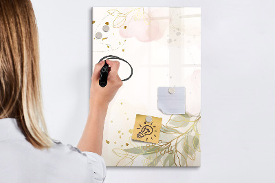 Magnetisch memobord van glas voor aan de muur Gouden groenten abstract